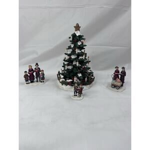 St Nicholas Square Village Collection Caroling Around the Tree Complete 4 Pc Set